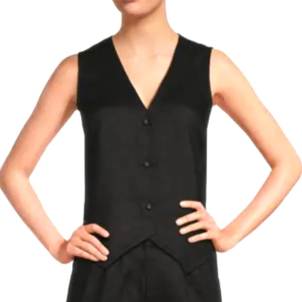 Saks Fifth Avenue Linen Vest - Black Size Small